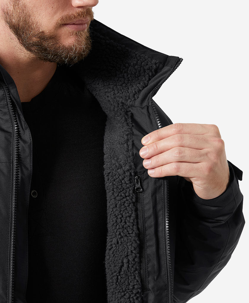 crew hooded pile jacket